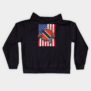 Trinidad And Tobago Flag American Flag Ripped - Gift for Trinidadian And Tobagoan From Trinidad And Tobago Kids Hoodie